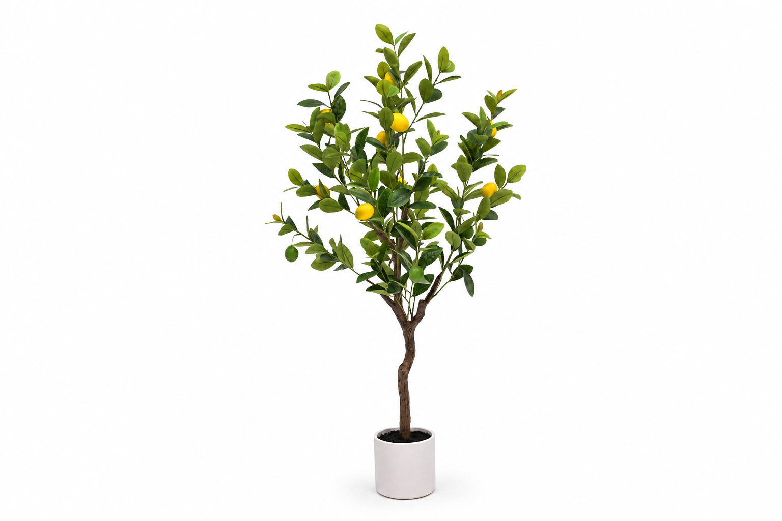 Artificial Lemon Tree in White Pot